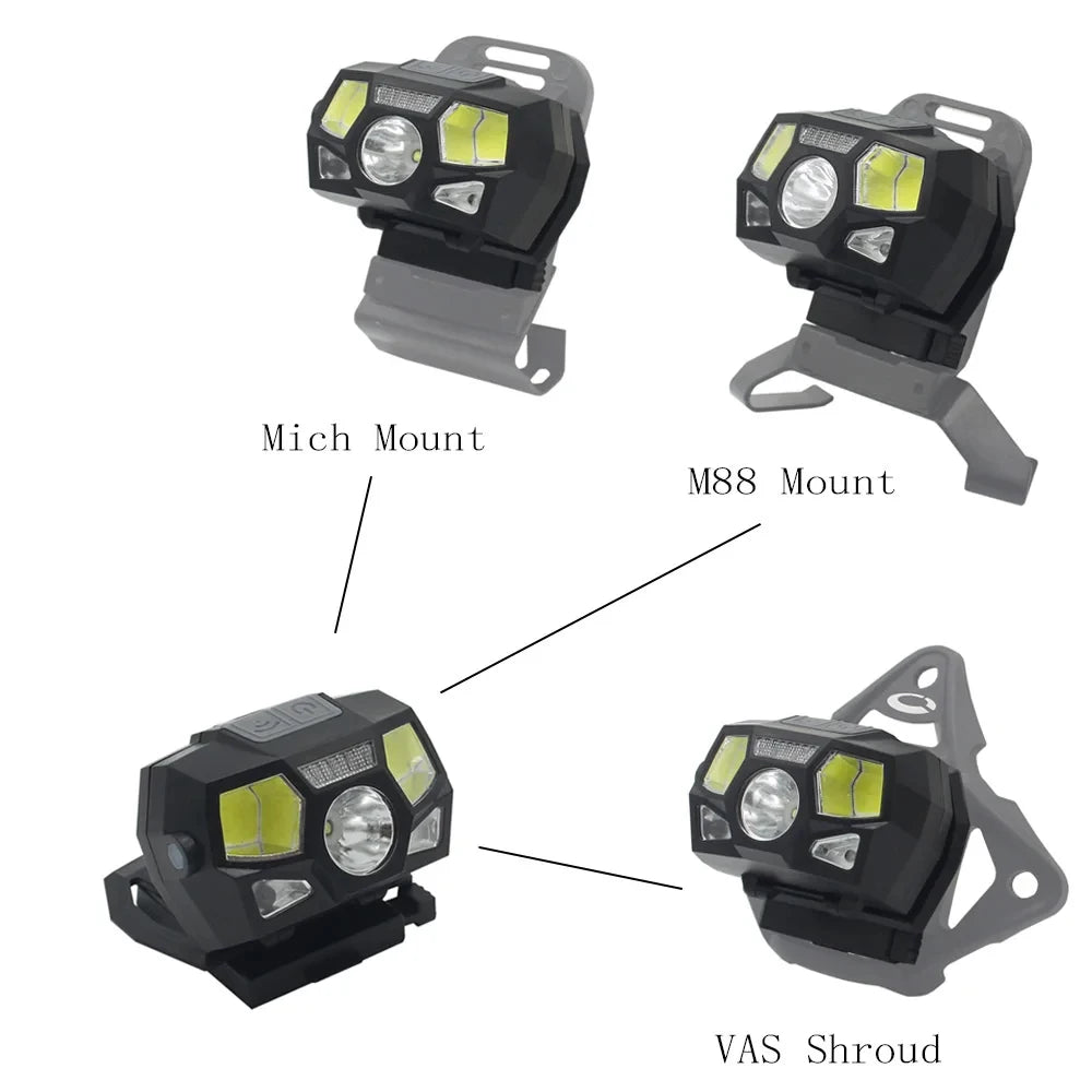 BOOIU Fast Mich Helmet Light NVG Installation Signal Light USB Charging Waterproof Signal Light Hunting And Fishing Headlight