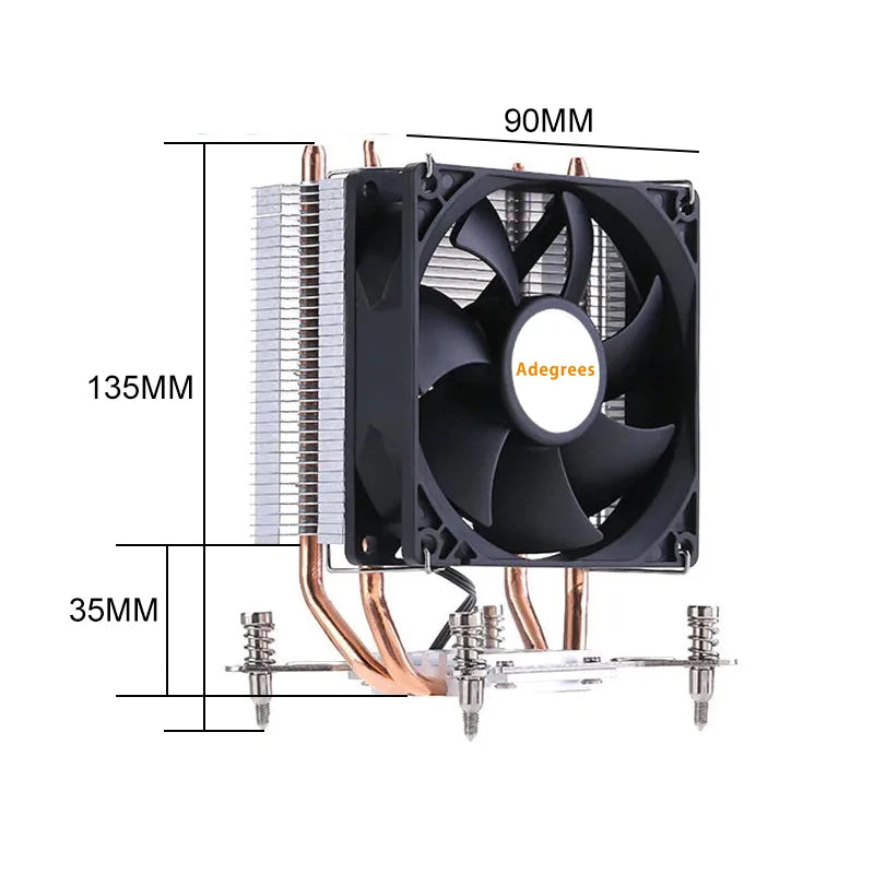 2Heat Pipes CPU Air Cooler 3PIN/4PIN PWM X99 Silent PC Radiator for Intel LGA 2011 1700 1150 1151 1366 1155 1156 X79 1200 1851