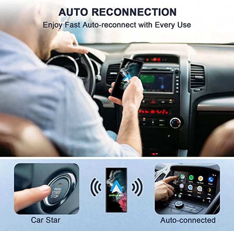 Wireless Android Auto Adapter for Wired Android Auto Car & Android Phones, Android Auto Dongle Convert Factory Wired to Wireless