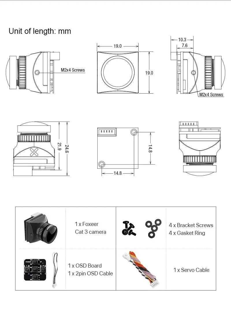 Foxeer Mini Cat / Micro Cat 4 1200TVL Starlight 0.00001Lux FPV Camera Low Latency Low Noise FPV Camera For RC FPV Racing Drone
