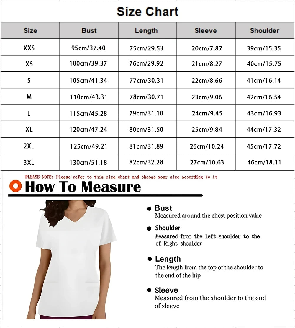 Womens Christmas Nurse T Shirt Print Short Sleeve V Neck Workwear With Pocket Working Nurse Work Wear Overalls Medical Uniforms