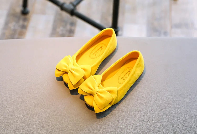 Baby Girls Shoes Princess Bow-knot Flock Fabric Spring Autumn Kids Flats Children Casual Loafers Candy Color Toddlers Shoes Soft