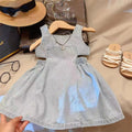 Summer Girls Blue Denim Sling Dress 2 - 7 Years Old Kids' Waist - Revealing Design Casual Princess Dress Stylish Children Outfit