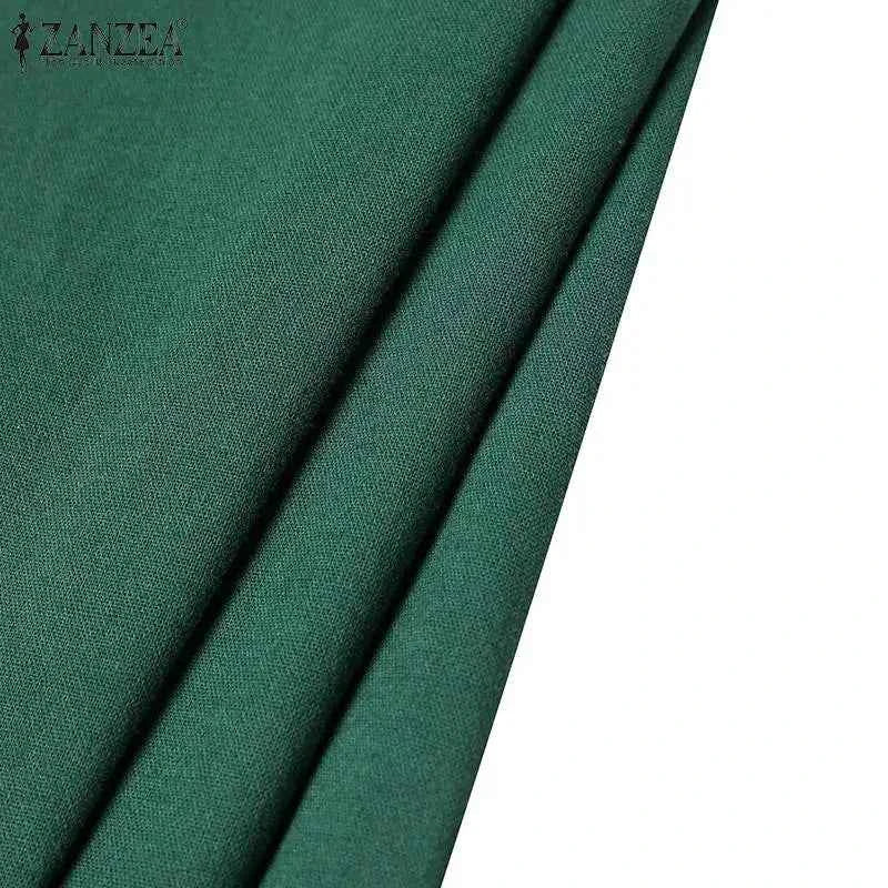 2024 Summer Dress ZANZEA Fashion Sleeveless Beach Vestidos Office Work Sundress Women Elegant Solid Color Dresses Robe Femme