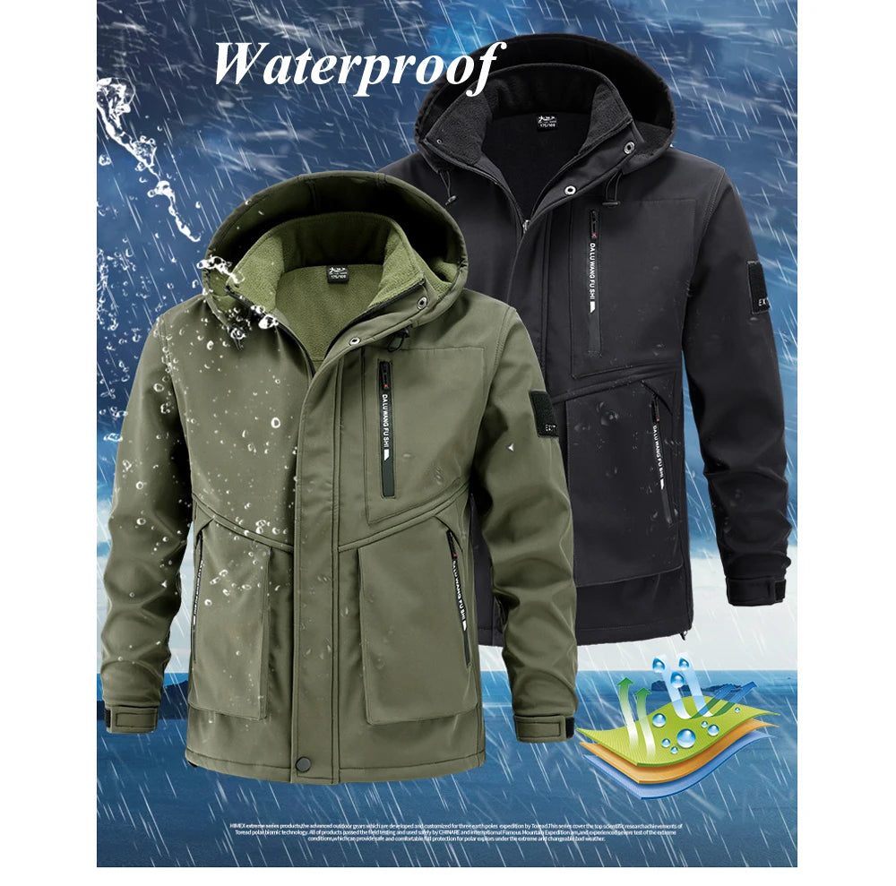 Winter Men Mountain Ski Warm Sets Waterproof Sports Suit Sweatshirt +Sweatpants Mens 2 Pieces Padded Sets Tracksuit Rain Clothes