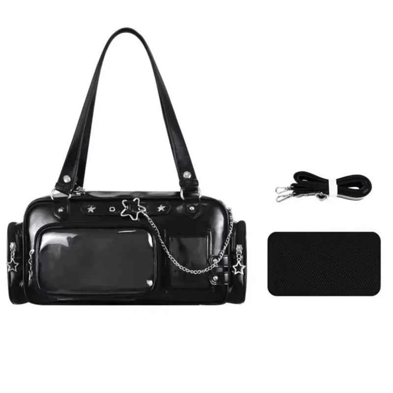 Star Chain Y2k Harajuku Shoulder Itabag Blue Lolita Girl Pain Bags Transparent Japanese Crossbody Bag New Concert Korean Handbag