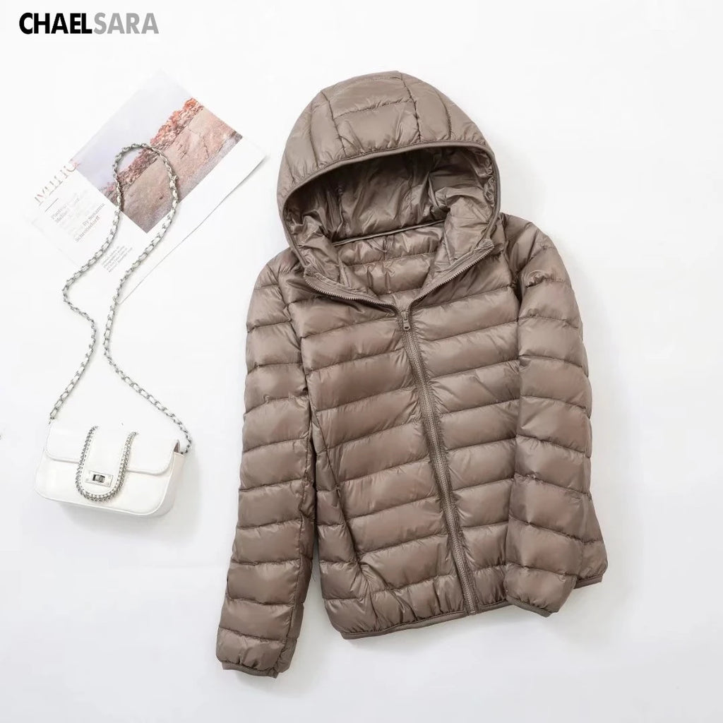 Ultra Light White Duck Down Jacket for Women, Warm Coat for Lady, Female Hooded Parka, Plus Size, 7XL, Autumn and Winter 2024