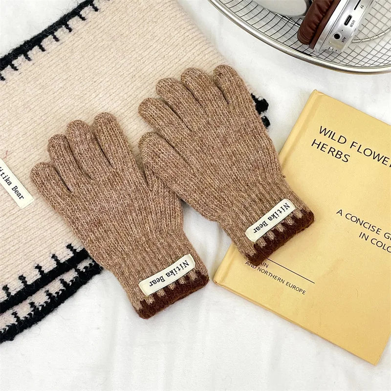 Kids Knitted Gloves 2-10 Years  Girls Winter Warm Five Finger Boys Fashion Icold Protection Ns Style Simple Children Students