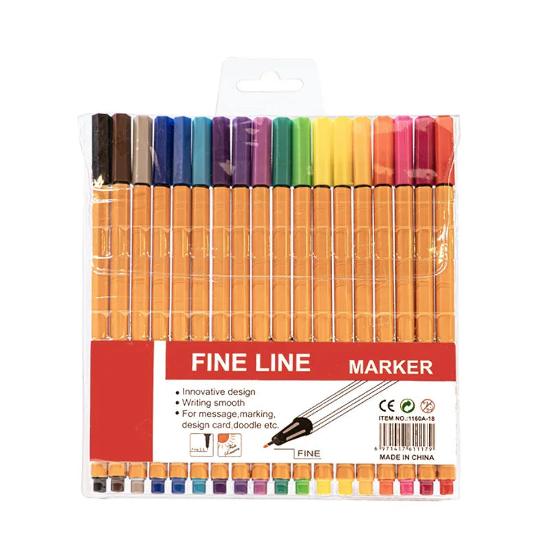 6-24Pcs Colorful Fine Liner Marker Drawing Painting Sketch Manga Micron Fineliner Pen School Office Stationery Art Supplies