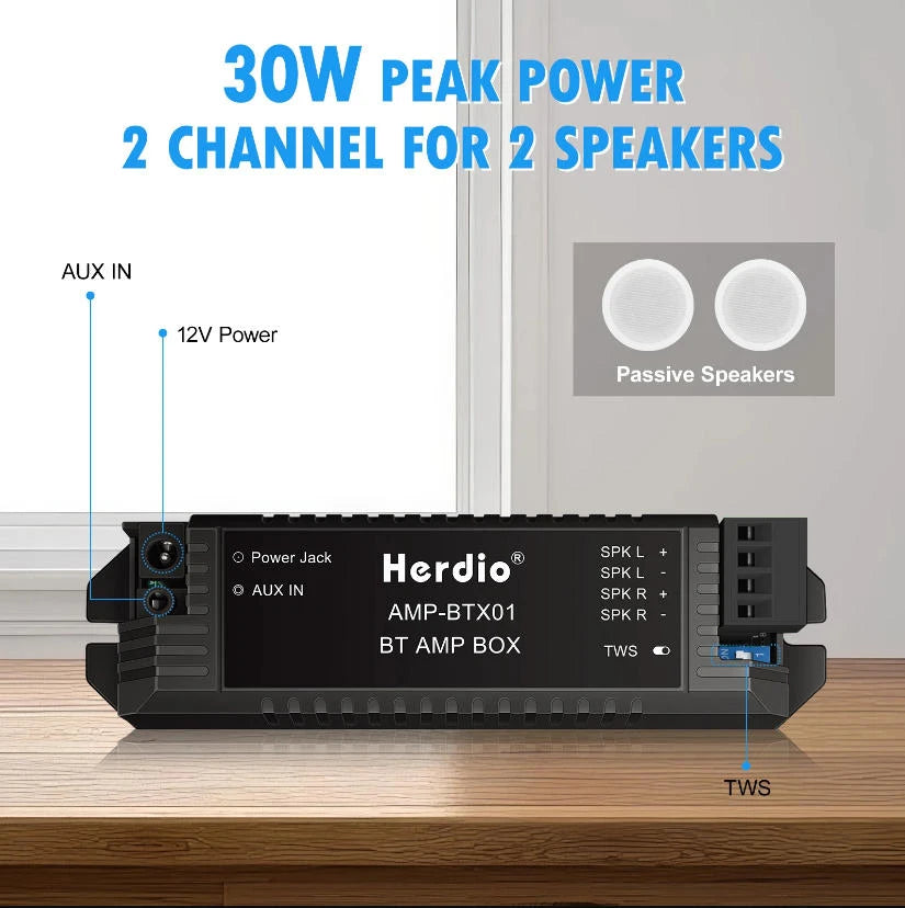 Herdio 4 Inch Ceiling Bluetooth Speakers Water Resistant 160W Marine Speakers For Bathroom Kitchen Home Outdoor Camper 2PCS
