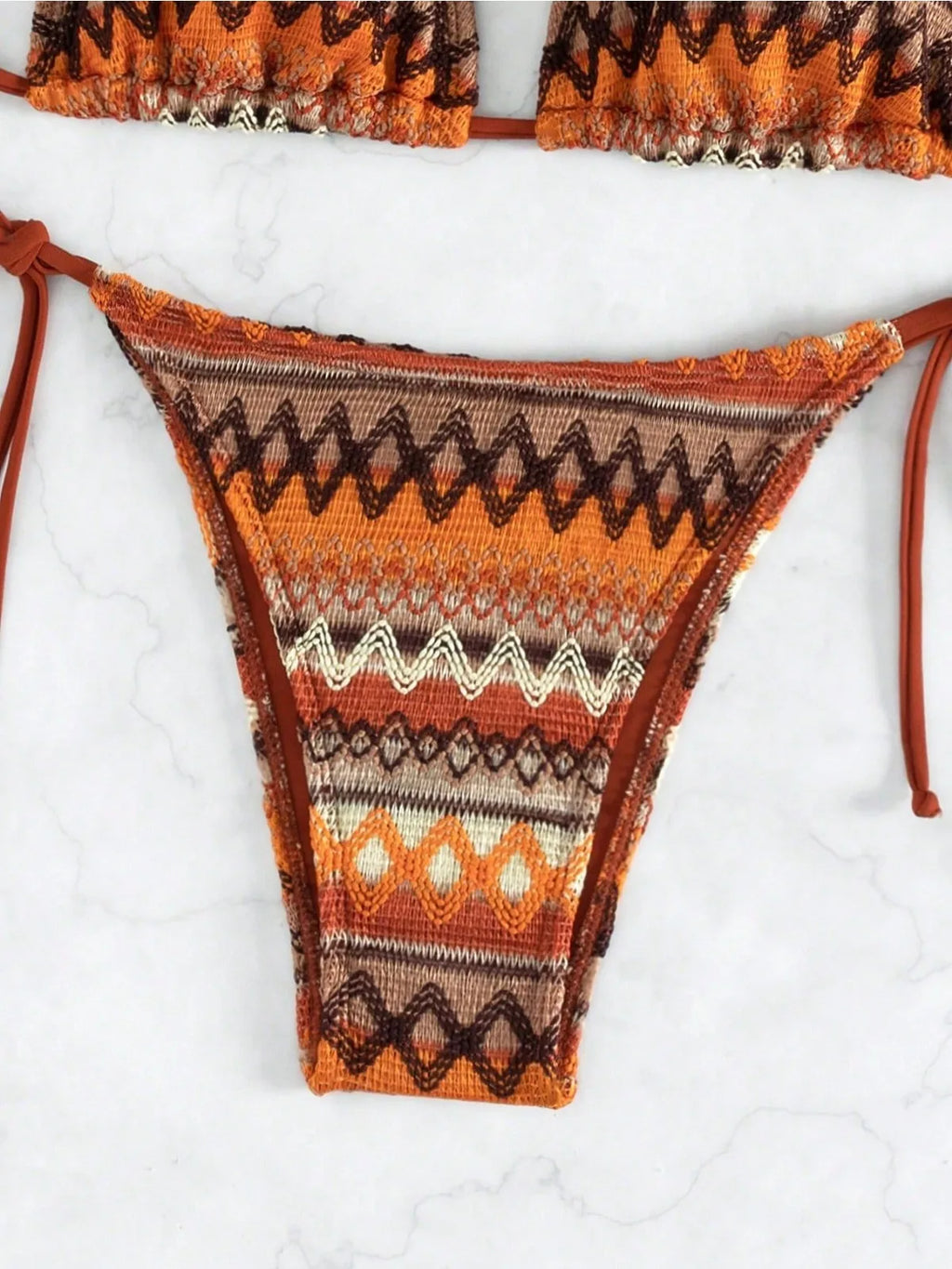 2026 Women's 2-piece Swimsuit Sexy Knitted Striped Bikini Set Triangle Bra Suspender Halter Backless Beach Vacation Swimwear