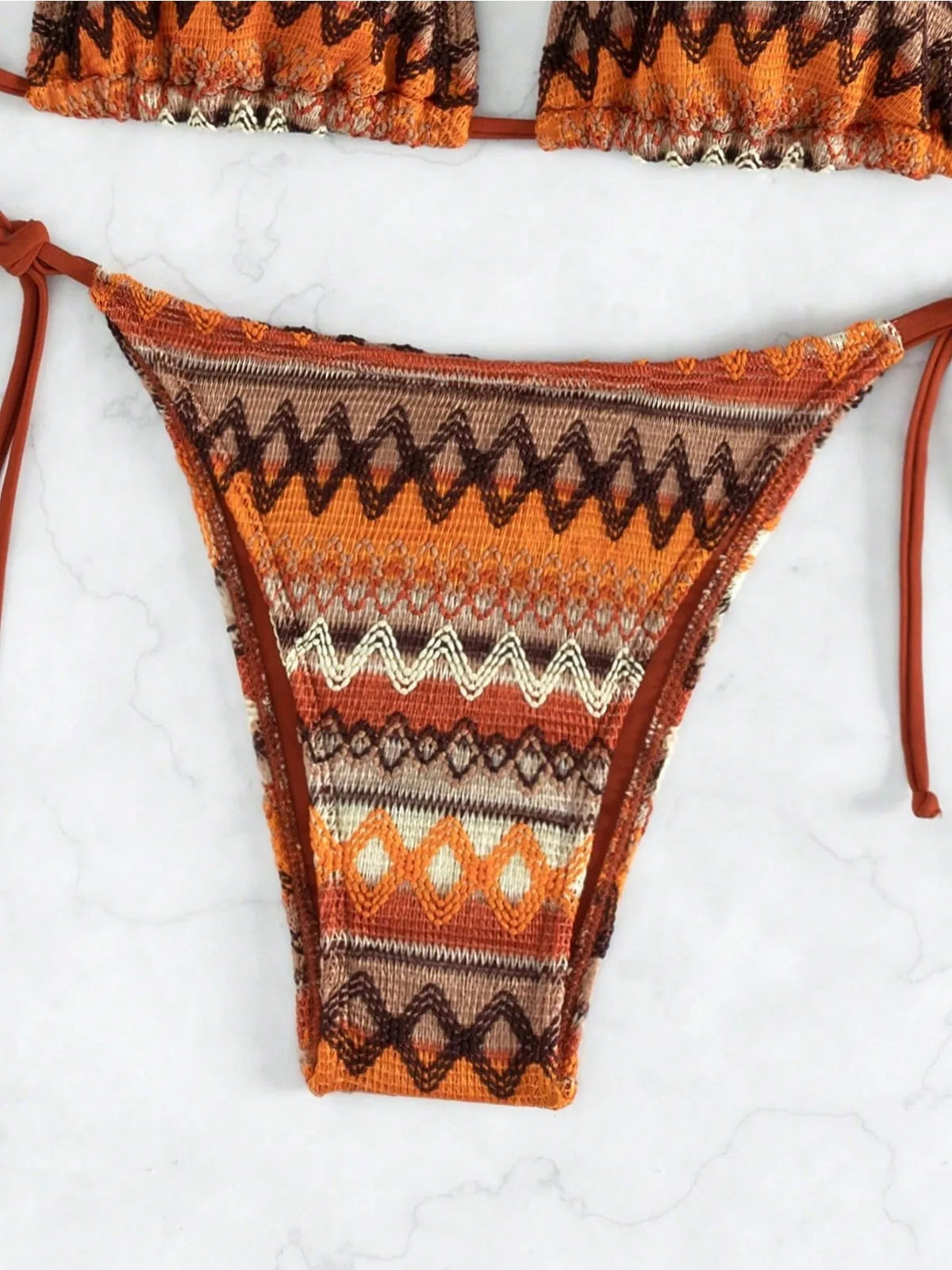 2026 Women's 2-piece Swimsuit Sexy Knitted Striped Bikini Set Triangle Bra Suspender Halter Backless Beach Vacation Swimwear