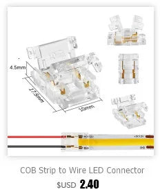 COB Strip to Wire LED Connectors 5 8 10mm Connection Solderless Extension For CCT FCOB RGB LED Strip Lights 2 3 4 Pin Connector