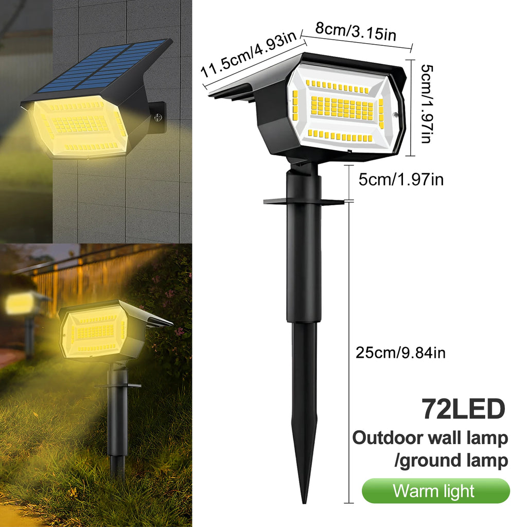 1/2/4PCS Solar Spot Light 68/72 LED Outdoor Garden Solar Landscape Spotlights Waterproof 3 Modes Wall Light Door Backyard Garage