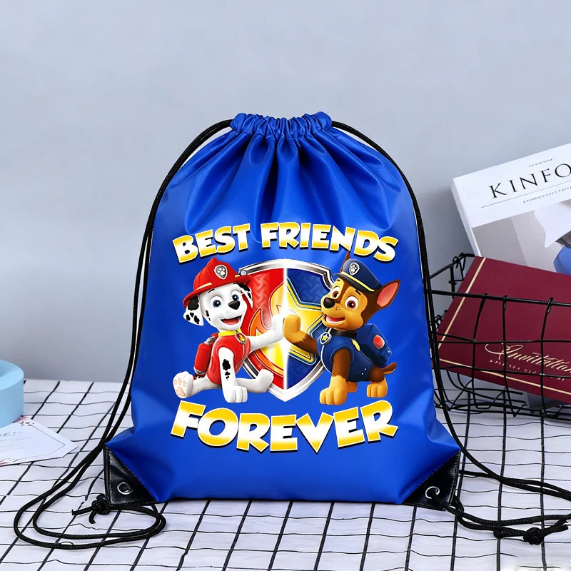 Paw Patrol Drawstring Bags Anime Chase Bundle Pockets Cartoon Portable Polyester Storage Pouches Boys Girls Shoulders Bag Gift