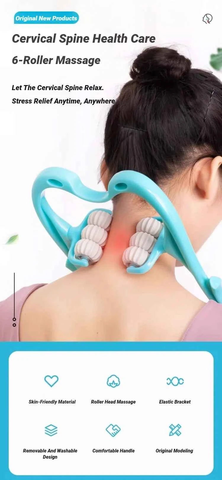 Cervical Vertebra Shoulder And Neck Massage Home Manual Massager Hand-Held Clamping Device Kneading Relaxation Artifact