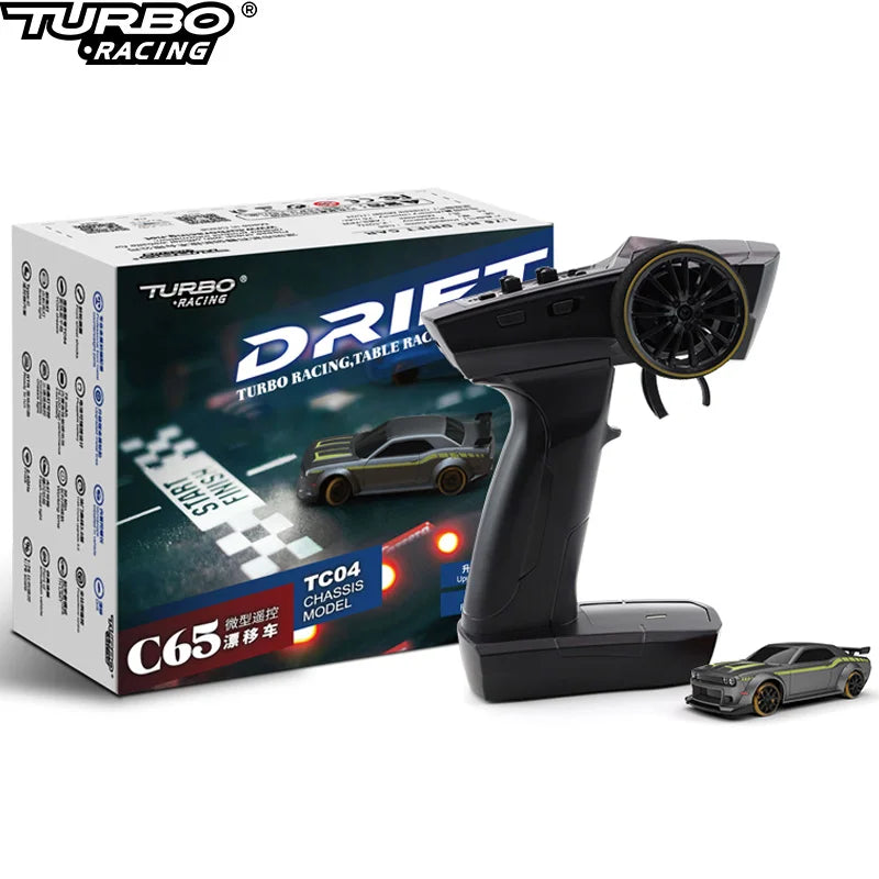 Turbo Racing 1:76 C65 Limited Edition Drift RC Car With Gyro Radio Full Proportional Remote Control Toys RTR Desktop Toys