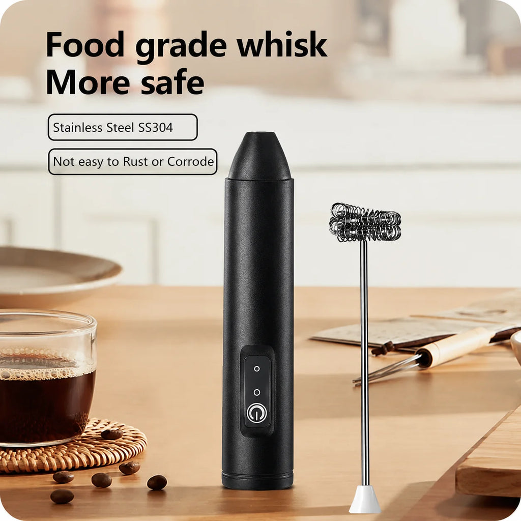 MINI Milk Frother USB Rechargeable 3 Speeds Foam Maker Coffee Whisk Mixer Electric Handle Blender Egg Beater Hot Cooking Tools