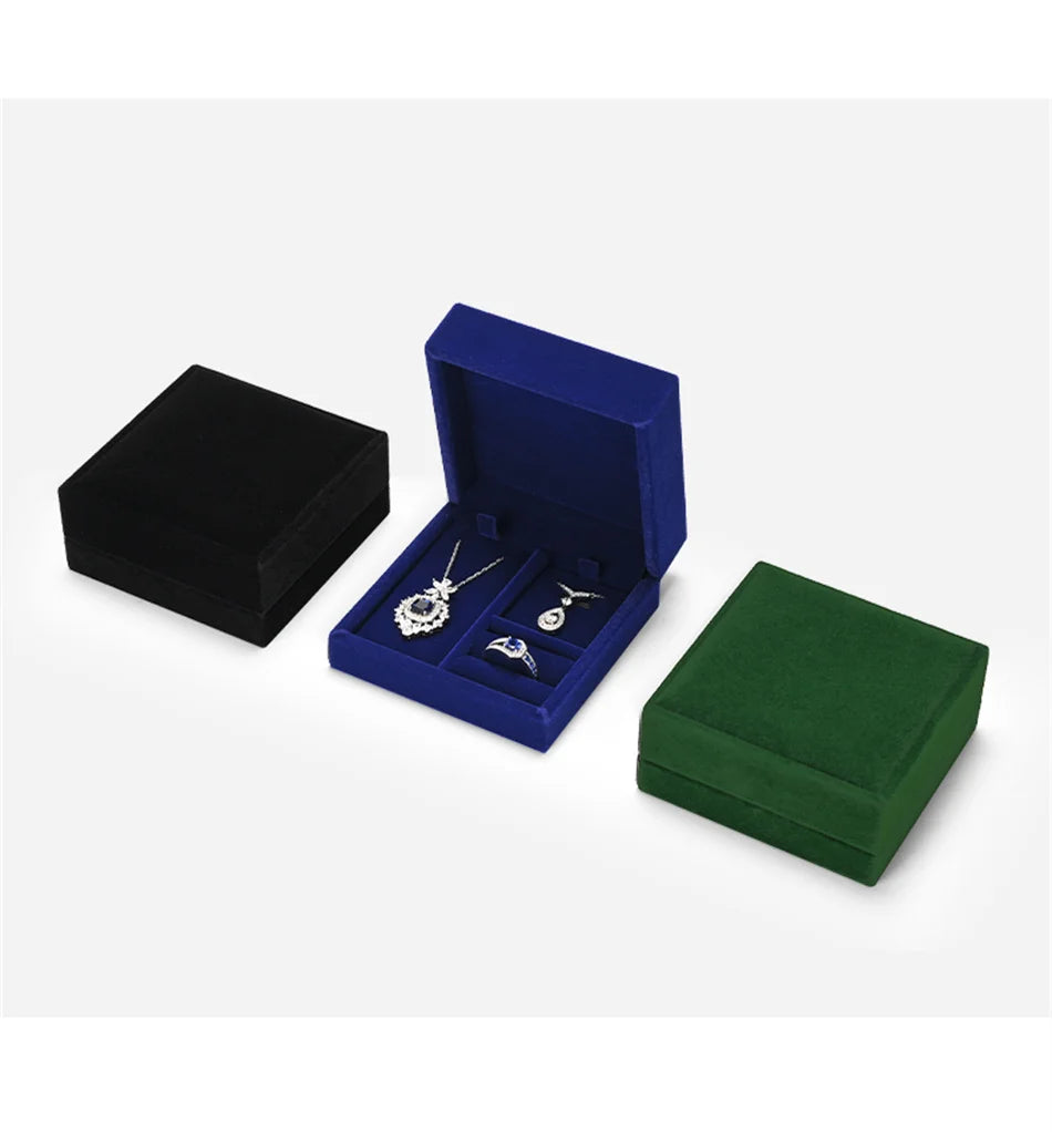 Oirlv Portable Velvet Jewelry Box Ring Box Necklace Pendant Storage Box Jewelry Accessories Wedding Gift Box Jewelry Organizer