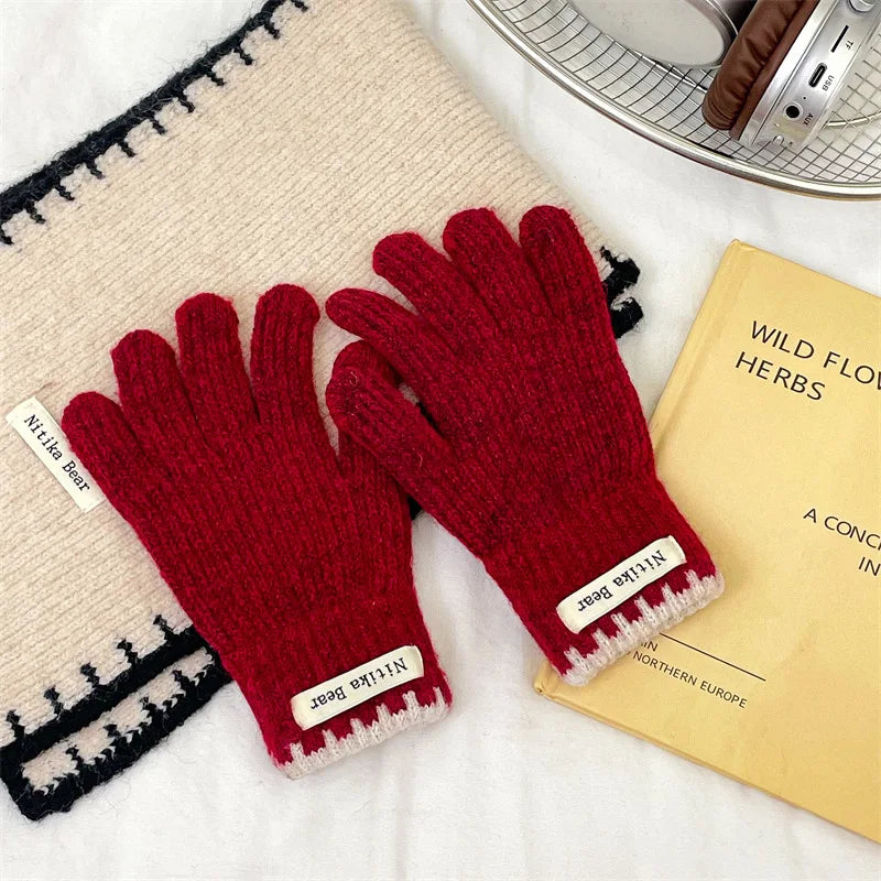 Kids Knitted Gloves 2-10 Years  Girls Winter Warm Five Finger Boys Fashion Icold Protection Ns Style Simple Children Students