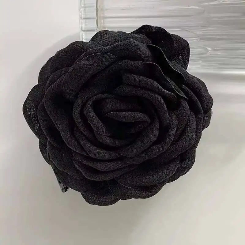 9cm Large Flower Hair Barrettes French Crab Claw For Women Hair Accessories Korean Back Of Head Shark Clip Girls Gifts