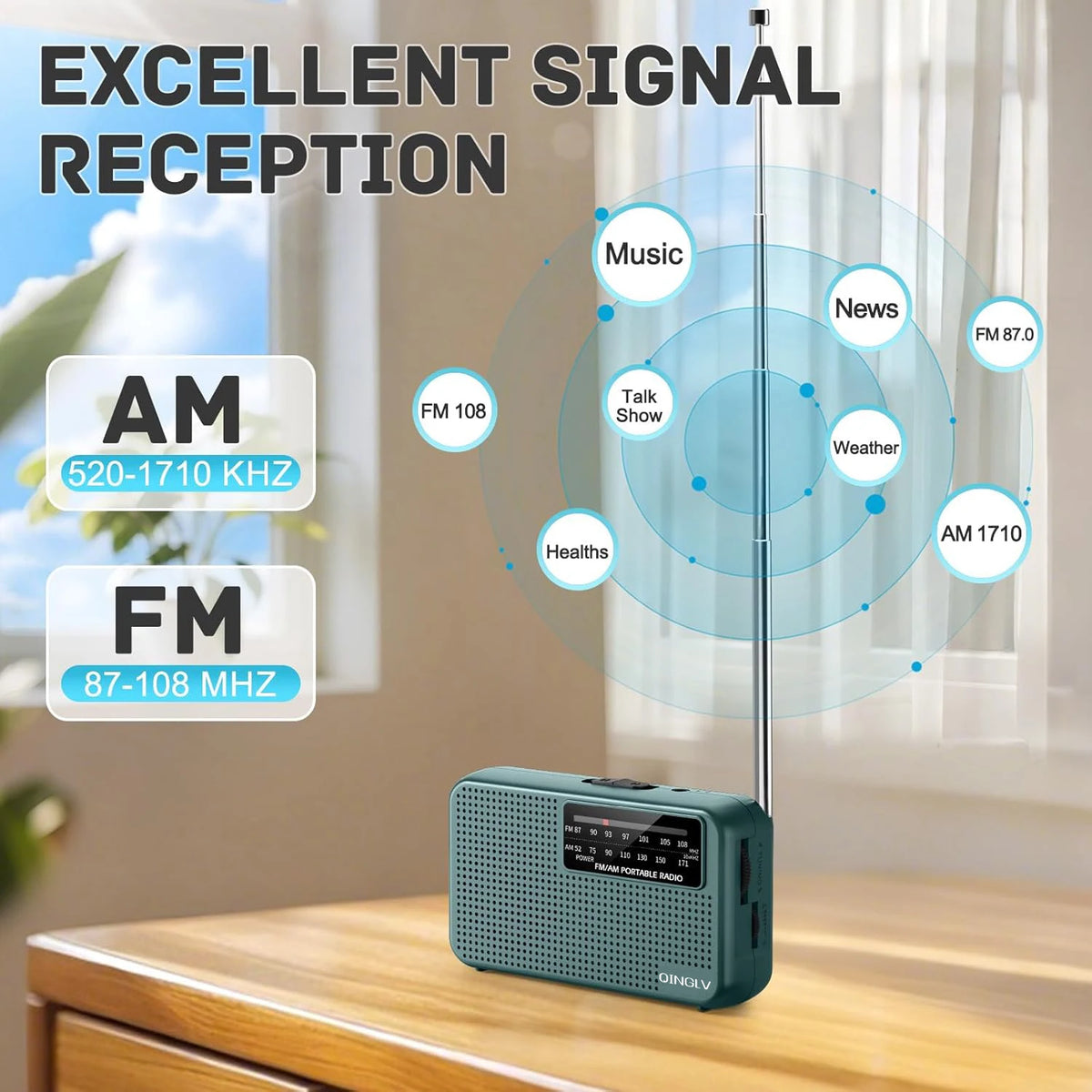 Mini AM FM Portable Radio – Battery Powered Pocket Design