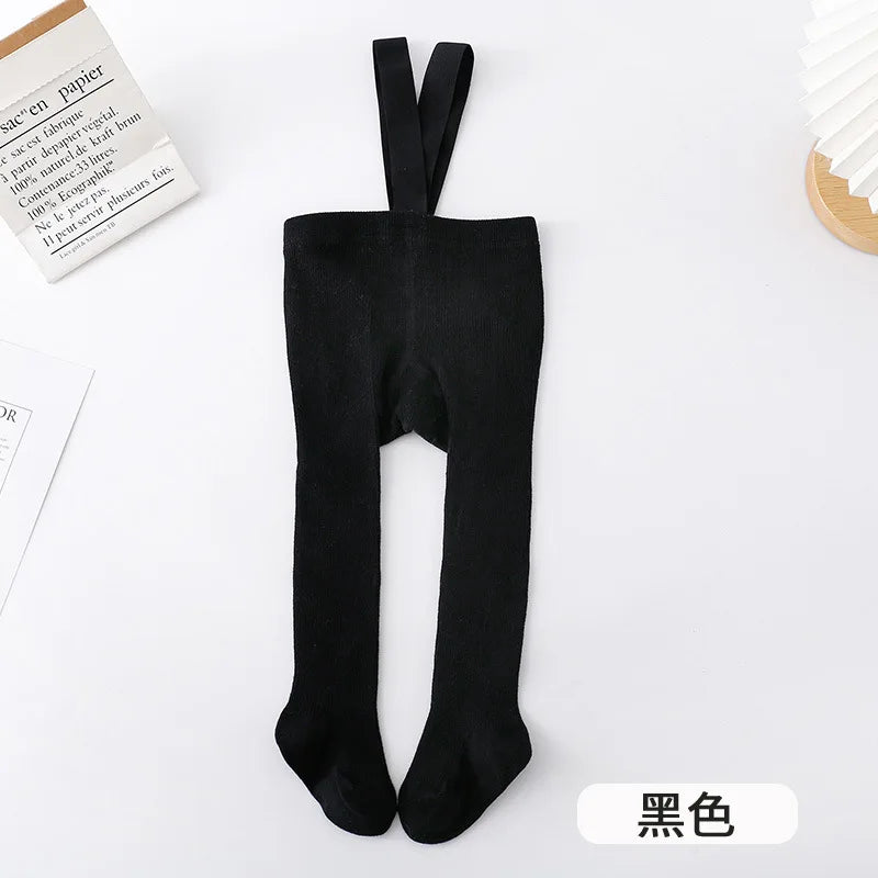 Newborn Baby Boys Girls Pantyhose Solid High Waist Ribbed Knit Tight Infant Spring Autumn Strap Leggings