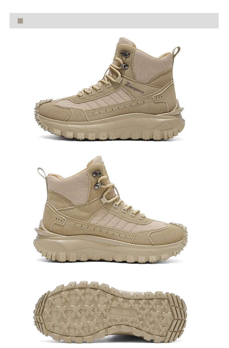 2026 New Outdoor Boots Men's High Top Thick Bottom Tactical Shoes Large Size 47 Hiking Sports Workwear Shoes 48 Casual Style