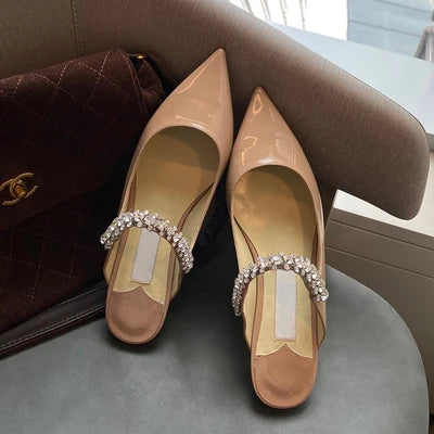 2025 Fashion Women Slippers Pointed Toe High Heels Sandals Sexy Stripper Party Slides Mule Ladies Shoes Slingbacks Slides