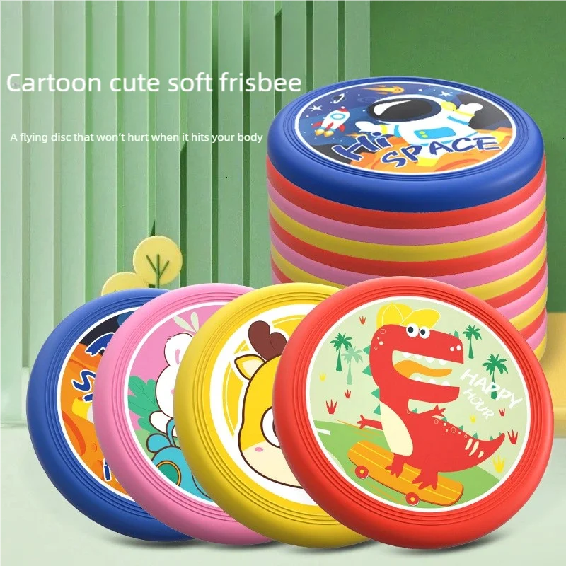 Kids Soft Rubber Frisbee Cartoon Flying Disc Safe Outdoor Sport Toy Parent-Child Game for Boys Girls Beach Backyard Family Play