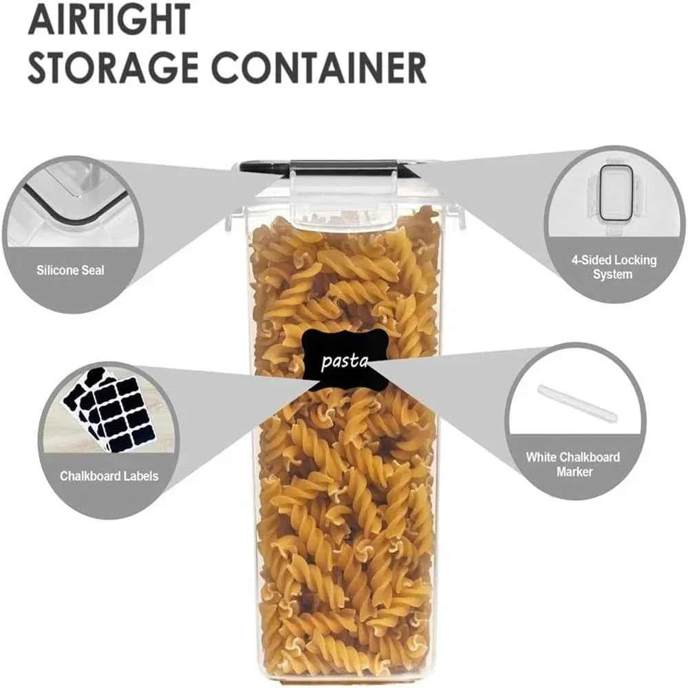 Kitchen 7pcs Food Containers Set BPA Free Plastic Airtight Storage Box With 10stickers and Pen
