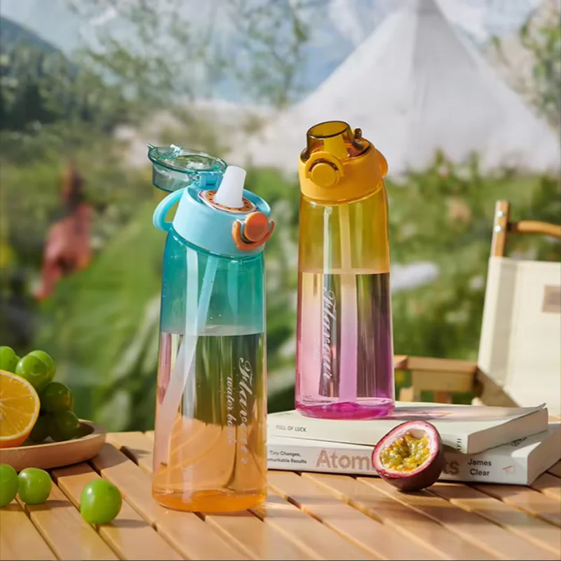 900ML Fragrant Water Bottle Air Flavored Drinking Bottle with Flavor Pods Outdoor Sports Scent Up Water Cup Straw Mug for Travel