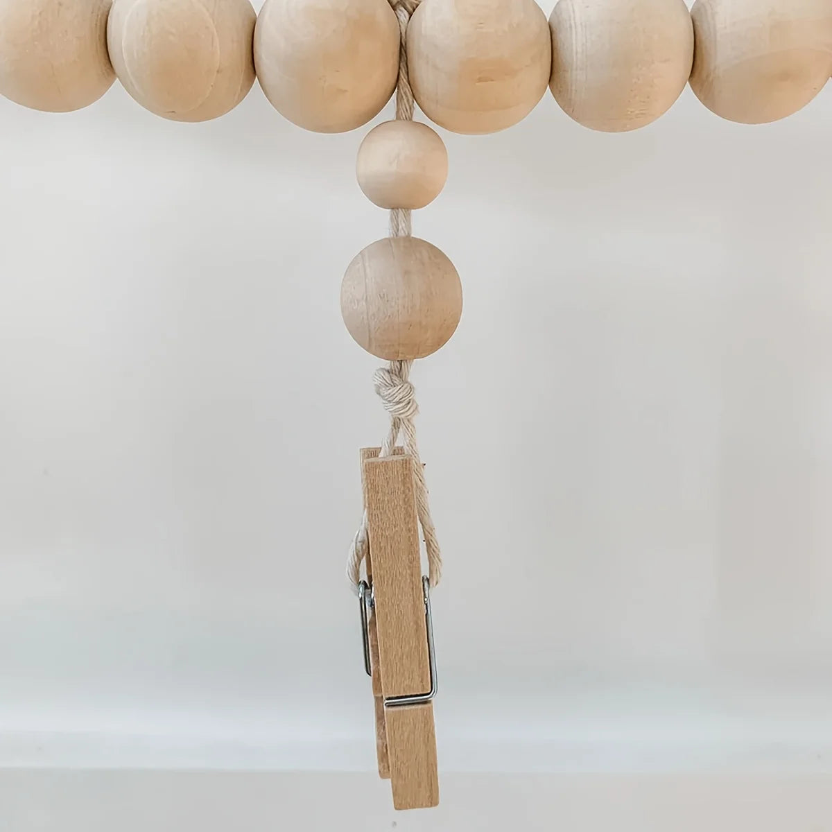 Boho Original Wood Hanging Photo Display Clip Wooden Bead Garland Wall Hanging Bedroom Living Room Dorm Party Home Decor Gifts