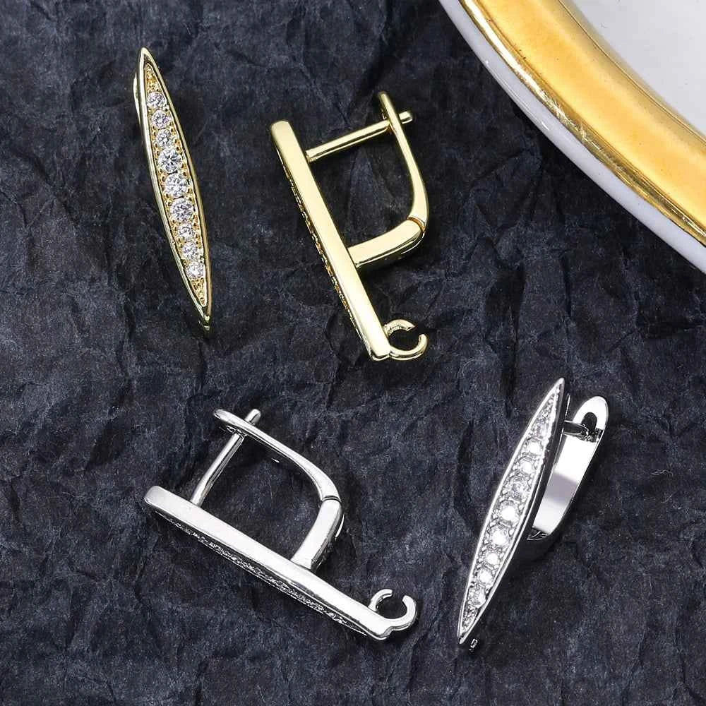 Juya Handmade 18K Real Gold Plated Earwire Fasteners Earring Hooks Accessories For DIY Women's Anti-Allergy Earrings Making