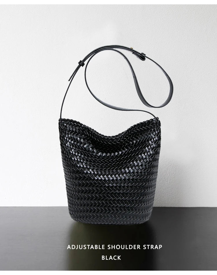 Luxury Woman Handbag New High End Hand-Woven Genuine Leather Women's Bag Large Capacity Shoulder Tote Bag Underarm Bag Bucket Ba