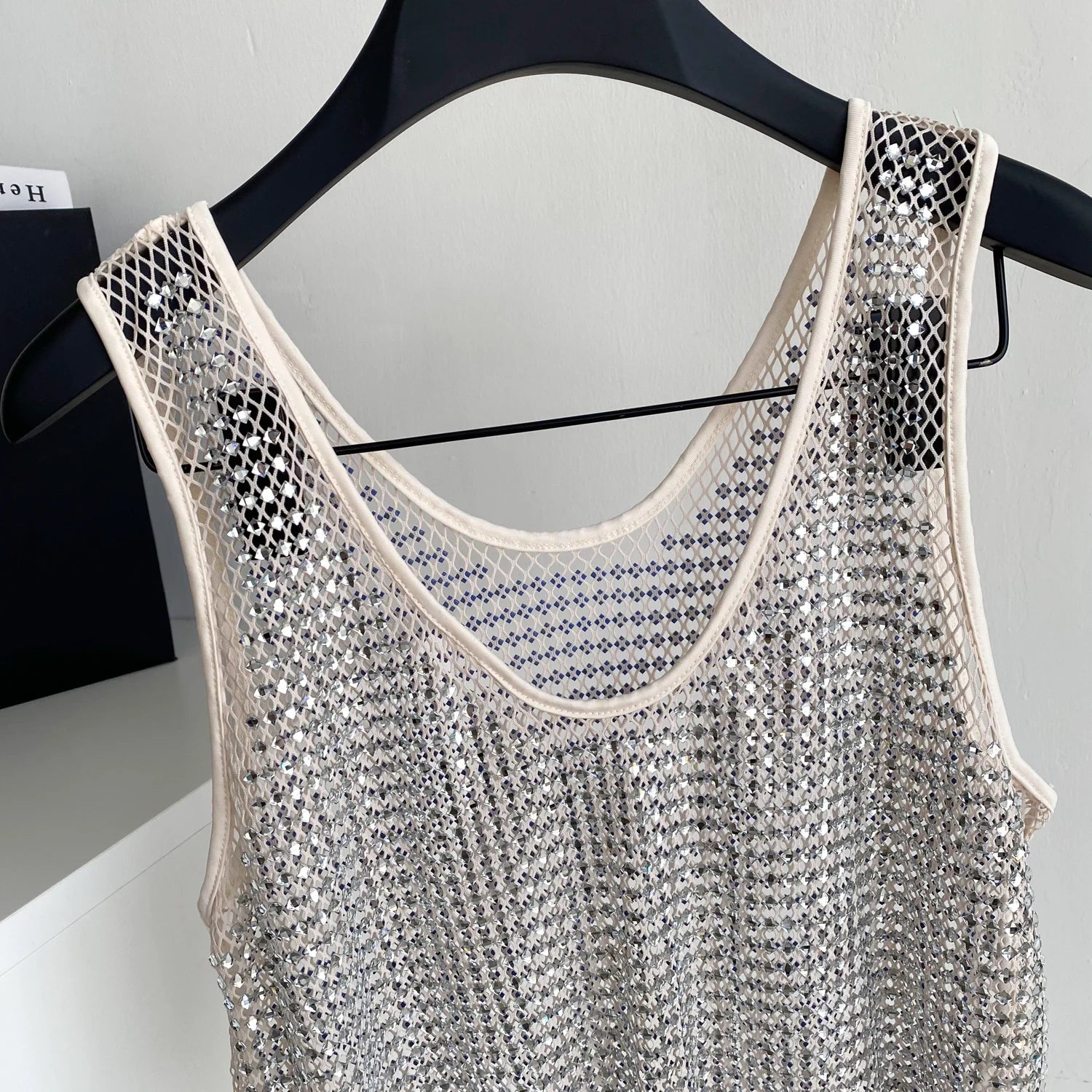 Ele Svel Women's Vest Summer Me Hollow Heavy Embroidery ort Design Street Sexy Top Faion Commute Sle Slim Fit