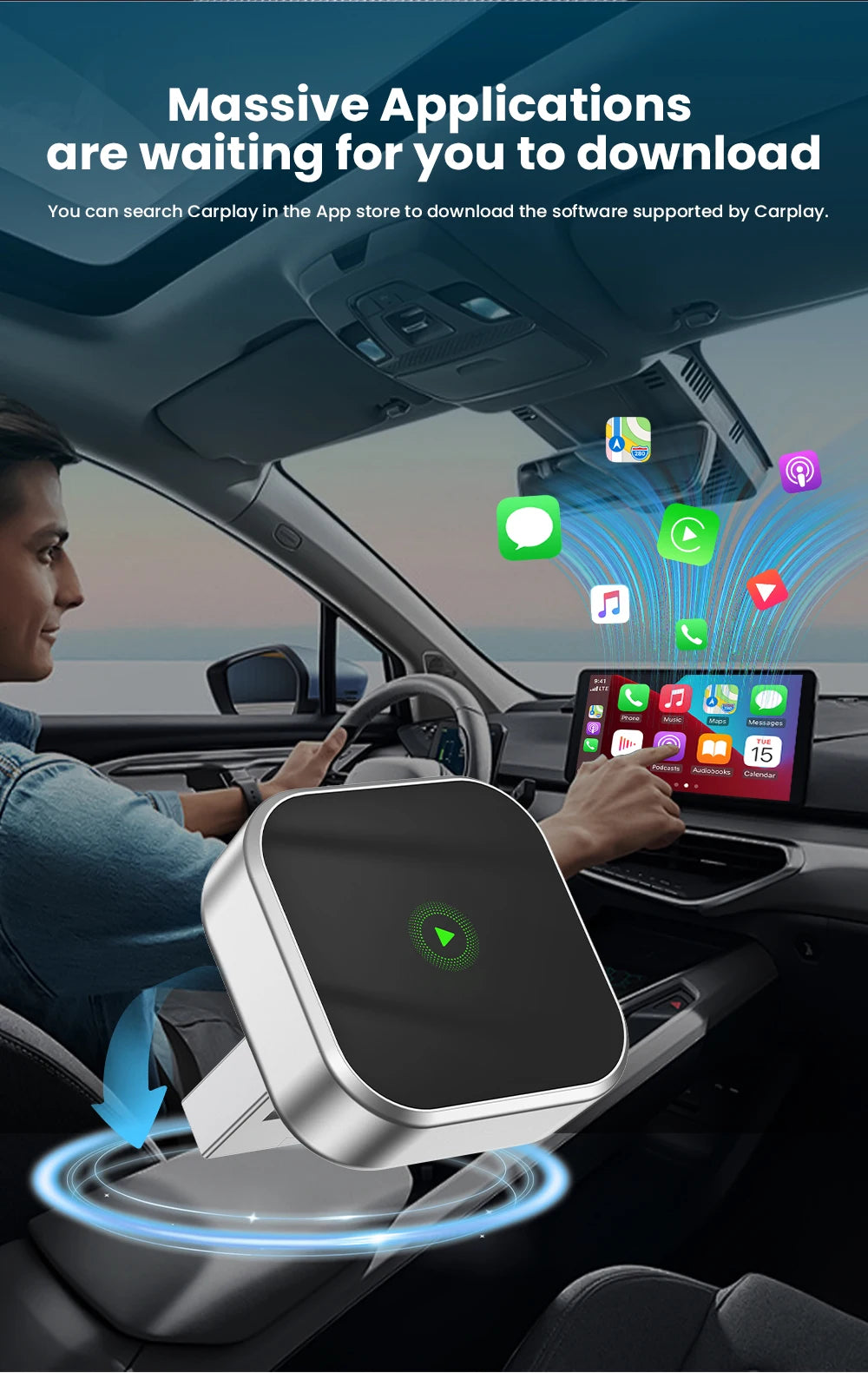 New Carplay Android Auto Auto 2 In-1 Wired To Wireless Magic Box Android Auto Car Machine Interconnect Box Plug and Playback