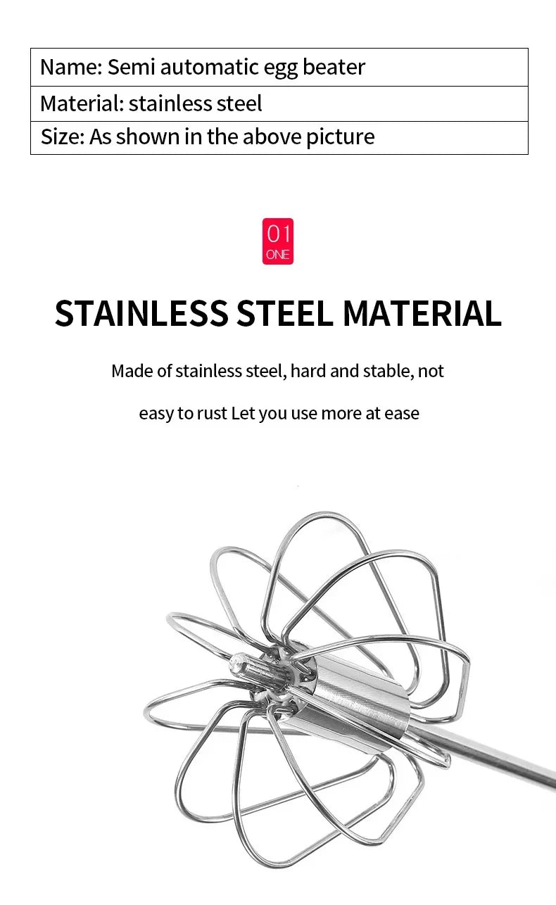 Semi Automatic Egg Beater, Rotating Cream Mixer, Household Manual Egg Beater, Baking Tool, Kitchen Tools