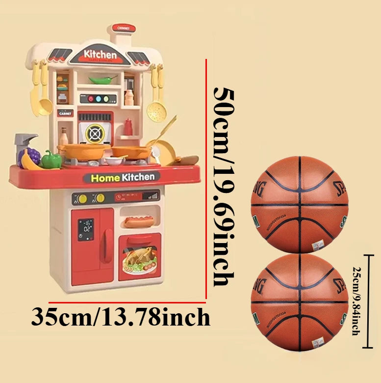 Kids Play Kitchen Set Toddler Kitchen Playset with Sound & Light Cooking Stove with Steam Play Sink Play Food Toy for Boys Girls