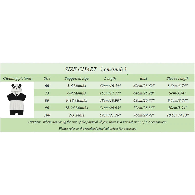 2024-04-11 Lioraitiin Summer Baby Boys Girls Panda Costume Short Sleeve Romper Cute Hooded Jumpsuit Cosplay Outfit
