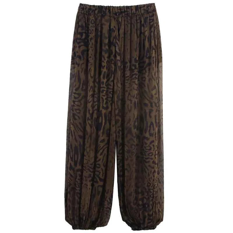 HXAO 2025 Women's Pants Animal Print Wide Pants Autumn Ladies Vintage Baggy Lantern Trousers Y2K Pleated Oversize Wide Leg Pants
