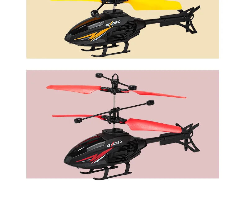 RC Helicopter 2CH Induction Remote Control Floating Airplane Gesture Control Aircraft Suspension Quadcopter with LED Kid Gift