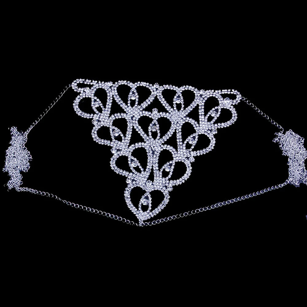 Fashion Rhinestone Heart Bra Thong Set Bikini Cover Up Women Summer Sexy Shiny Crystal Swimsuit Accessories for Party Beachwear