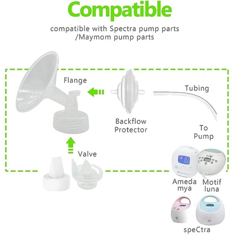 2 Flange and 2 Duckbill Valve Compatible with Spectra S1 S2 9 Plus Pump, Replacement Breast Pump Accessories