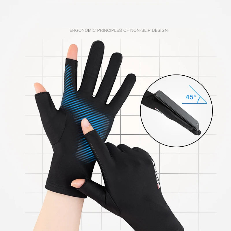 Ice Silk Halffinger Cycling Gloves for Men and Women Outdoor Sports Fitness Driving Fishing Highelastic Comfortable