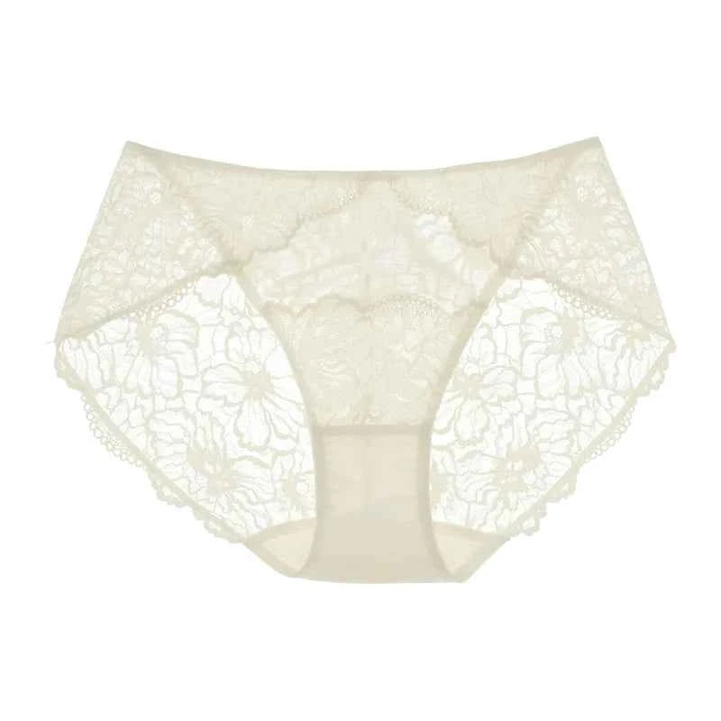 SUJIIN Sexy Lace Panties for Women Black Underwear Female French Mid Waist Breathable Antibacterial Brief Women's Intimates N204