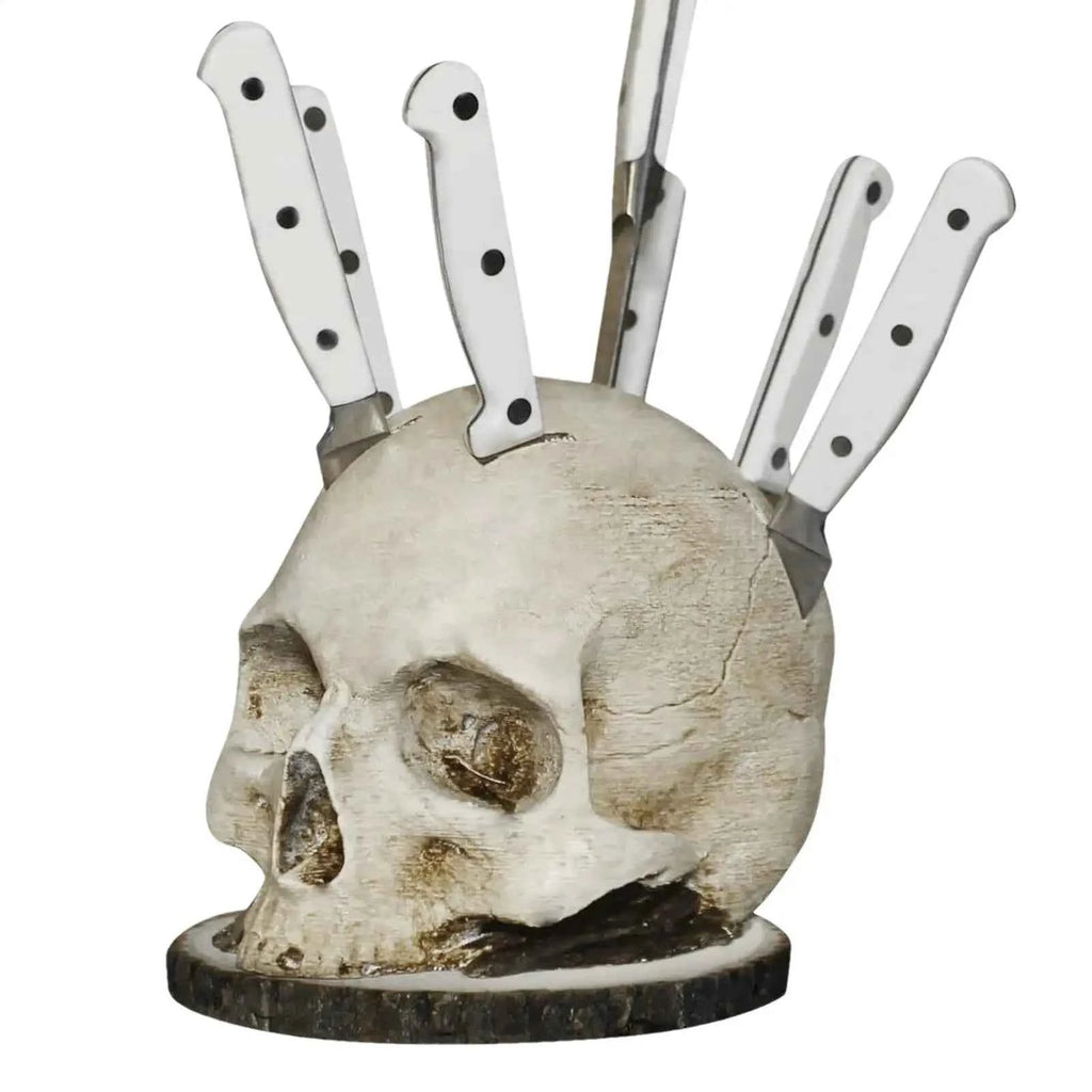 Kitchen Rack For Knives Countertop Skull Head Shaped Kitchen Tools Storage Scary Decoration Home Organization For Fireplaces