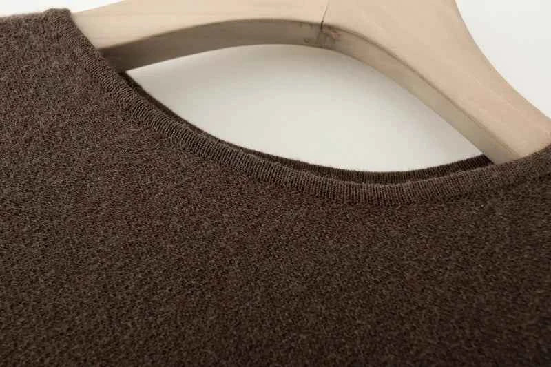 ETJ 2025 women's new fashion oversized loose version of the round neck cape sweater solid color bat sleeve sweater