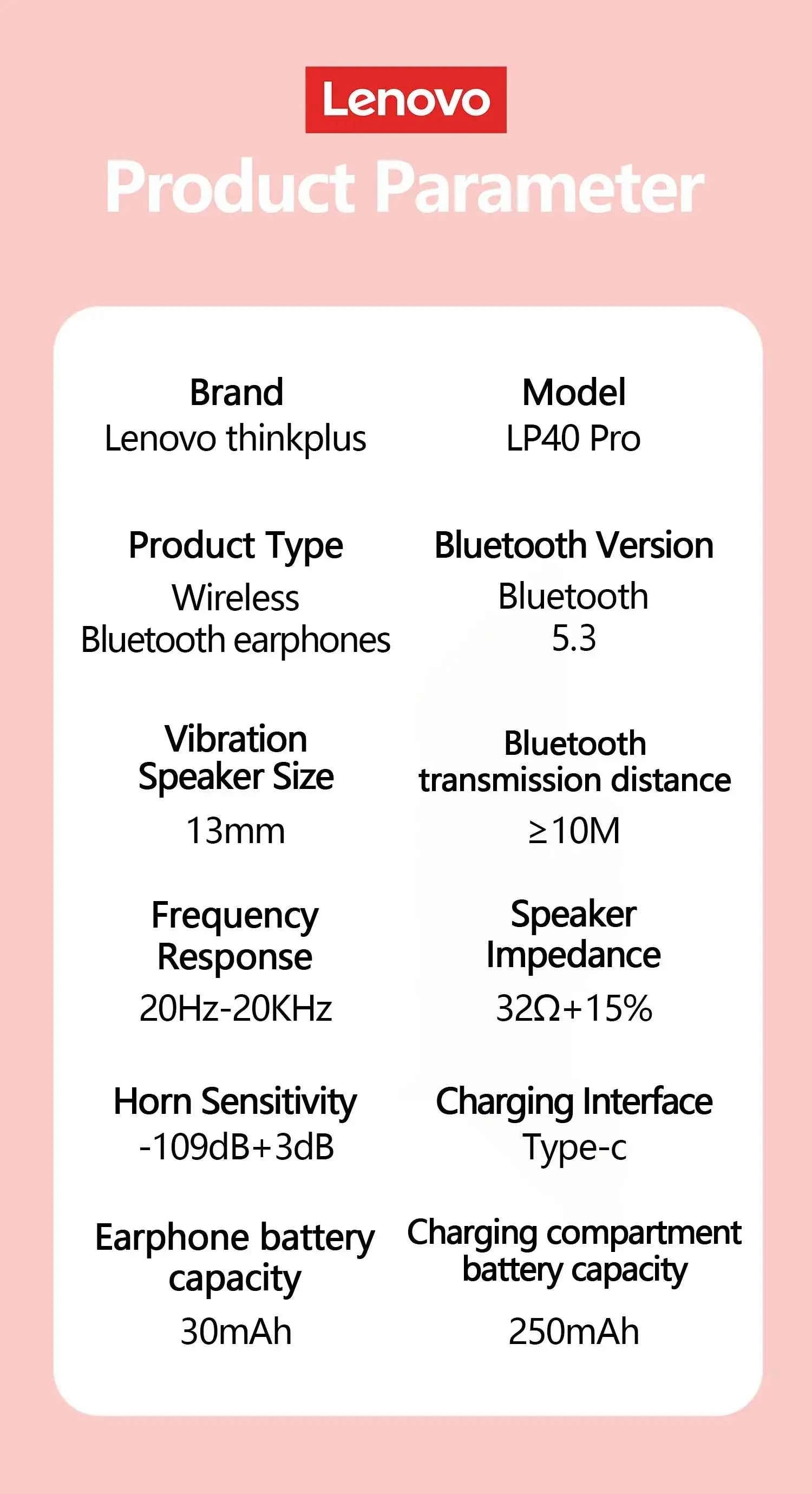 New Lenovo LP40 Pro Bluetooth V5.3 Earphones Punchy Bass Sound Headset Full Compatible Low Latency Game Sports Music Headphones