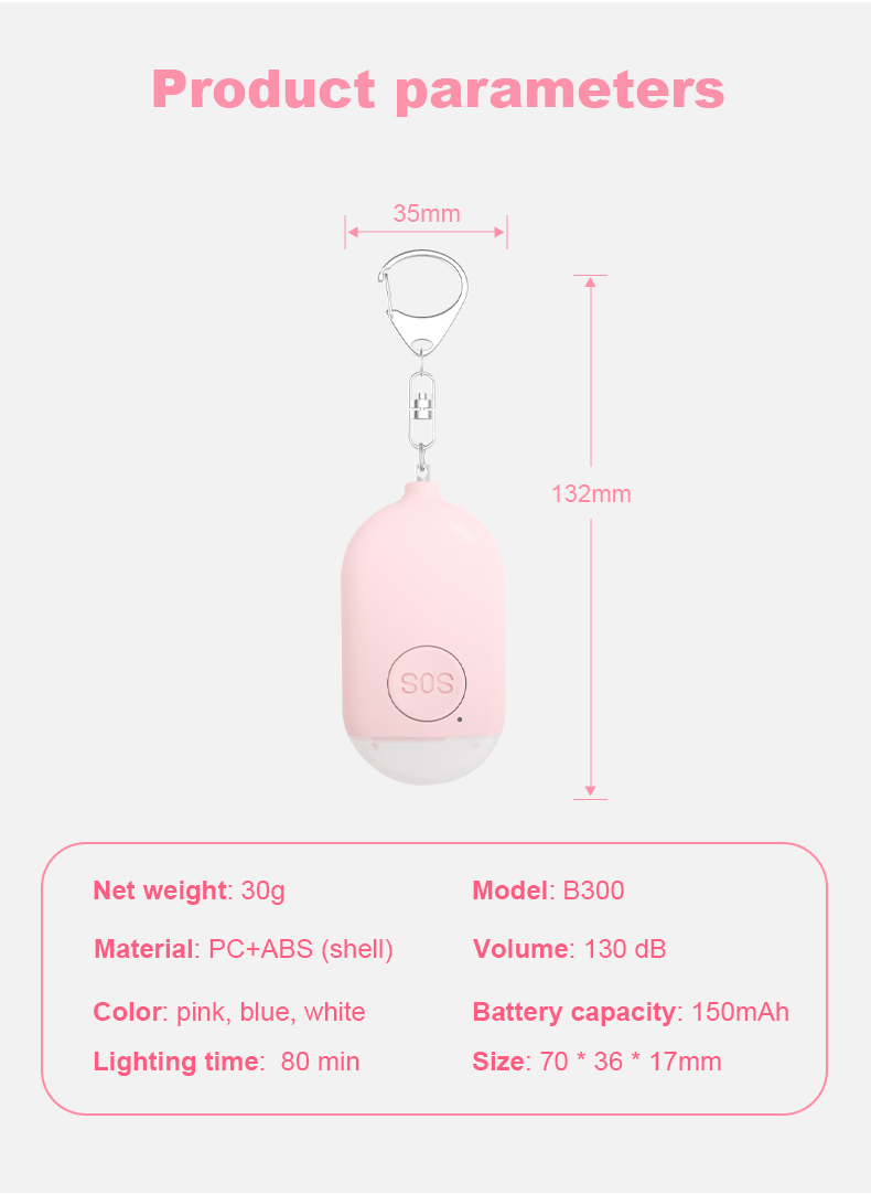 Kids Elderly Women Emergency SOS Personal Alarm Self Defense Keychain- Panic Button Or Pull Pin Alert Device 130 DB Loud Safety